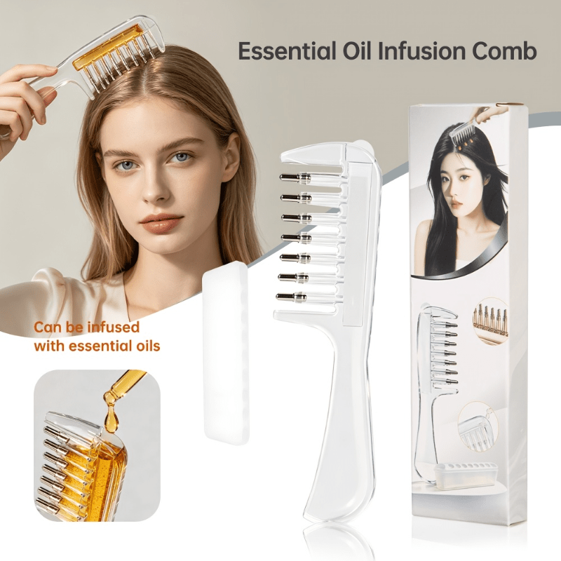 Hair Growth Serum Oil - Transparent Essential Oil Infusion Hair Comb